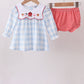 Blue Farm Embroidery Gingham Bloomer Set