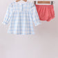 Blue Farm Embroidery Gingham Bloomer Set