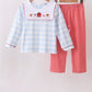 Blue Farm Embroidery Gingham Pants Set