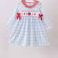 Blue Farm Embroidery Ruffle Gingham Dress