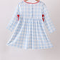 Blue Farm Embroidery Ruffle Gingham Dress