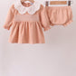 Coral Corduroy Smocked Bloomer Set