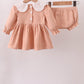 Coral Corduroy Smocked Bloomer Set