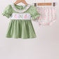 Sage Pumpkin Bow Embroidery Bloomer Set