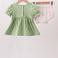 Sage Pumpkin Bow Embroidery Bloomer Set