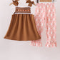 Brown Pumpkin Smocked Lace Set