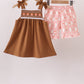 Brown Pumpkin Smocked Lace Shorts Set