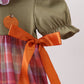 Camel Pumpkin Embroidery Ruffle Plaid Bubble