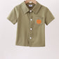 Camel Pumpkin Embroidery Button Down Shirt