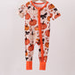 Orange Pumpkin Floral Bow Bamboo Romper
