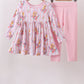 Pink princess floral stripe bamboo pants set