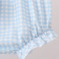 Blue pumpkin bow smocked lace bloomer set