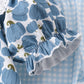 Blue pumpkin bow smocked lace ruffle pants set