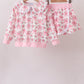 Pink Floral Bow Lace Skorts Set