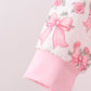 Pink Floral Bow Lace Skorts Set