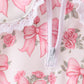 Pink Floral Bow Lace Skorts Set