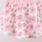 Pink Floral Bow Lace Skorts Set