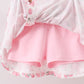 Pink Floral Bow Lace Skorts Set