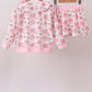 Pink Floral Bow Lace Skorts Set