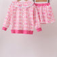 Pink Pumpkin Bow Lace Skorts Set