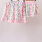 Pink Bow Floral Lace Skorts Set