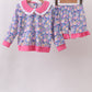 Purple Floral Ruffle Shorts Set