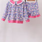 Purple Floral Ruffle Shorts Set