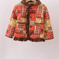 Brown Patchwork Floral Ruffle Jacket