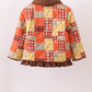 Brown Patchwork Floral Ruffle Jacket