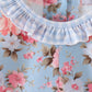 Blue rose floral ruffle bloomer set