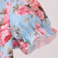Blue rose floral ruffle romper