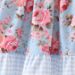 Blue rose floral ruffle pants set