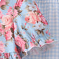 Blue rose floral ruffle pants set