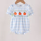 Blue Pumpkin Embroidery Gingham Bubble