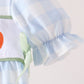 Blue Pumpkin Embroidery Gingham Bubble