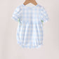 Blue Pumpkin Embroidery Gingham Bubble