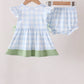 Blue Pumpkin Embroidery Gingham Bloomer set