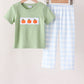 Blue Pumpkin Embroidery Gingham pants Set