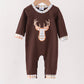 Brown deer applique romper