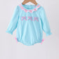 Blue bow french knot ruffle bubble