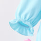 Blue bow french knot ruffle bubble