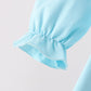 Blue bow french knot ruffle plaid bloomer set