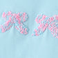Blue bow french knot plaid skorts set
