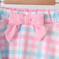 Blue bow french knot plaid skorts set