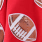 Red football sequin mom&me top