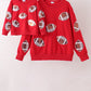 Red football sequin mom&me top