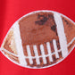 Red football sequin mom&me top