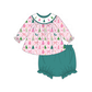 Pink Christmas Tree Embroidery Bloomer Set