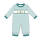 Green Christmas Tree Embroidery Stripe Romper