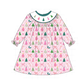 Pink Christmas Tree Embroidery Dress